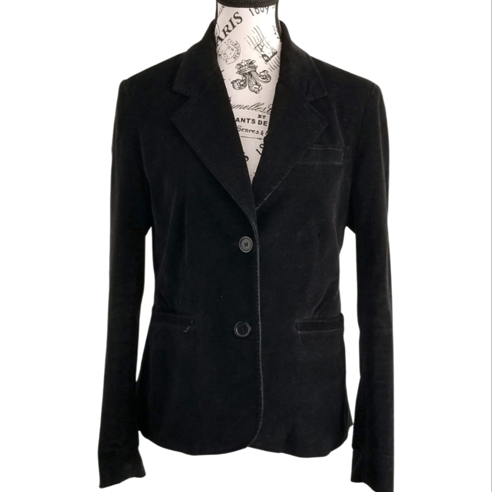 Black Velvet Blazer Small Gothic Minimalist Tailored Jacket